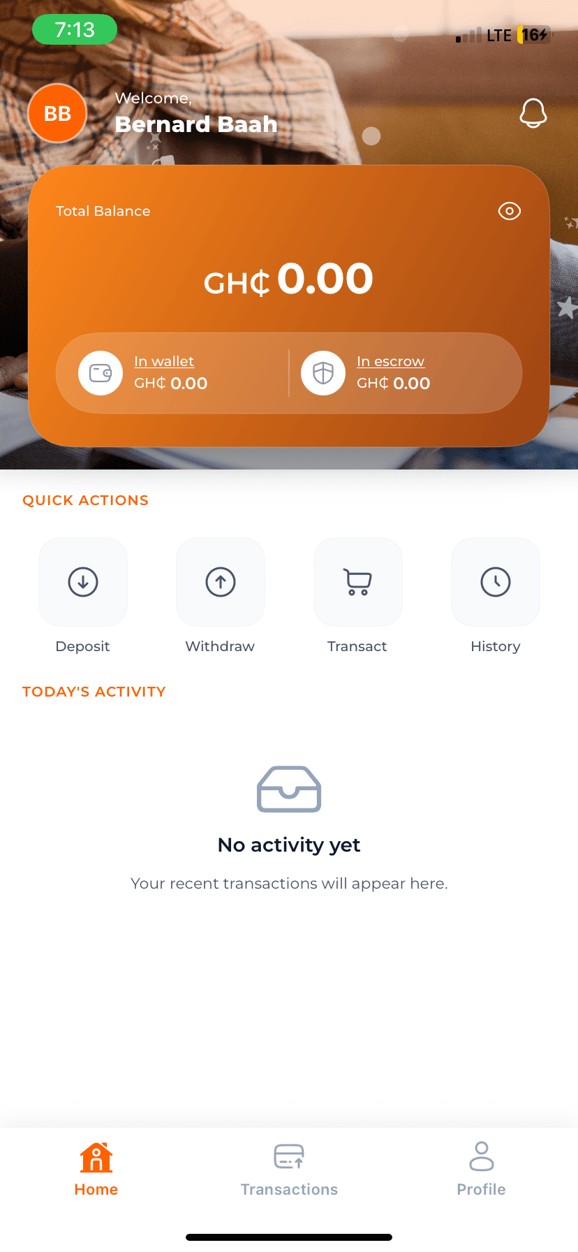 Padlok app screenshot showing an escrow transaction